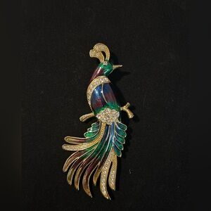 Colorful Peacock Brooch with Rhinestones -Cartier copycat